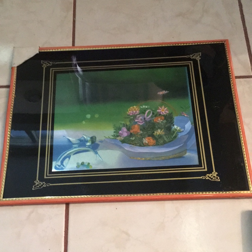 NWOT & vintage framed metallic foil art picture